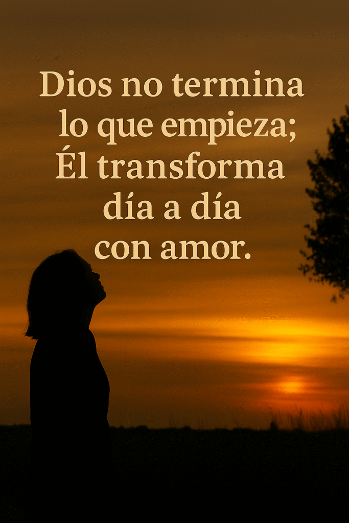 Dios no termina lo que empieza; Él transforma día a día con amor – transformación espiritual