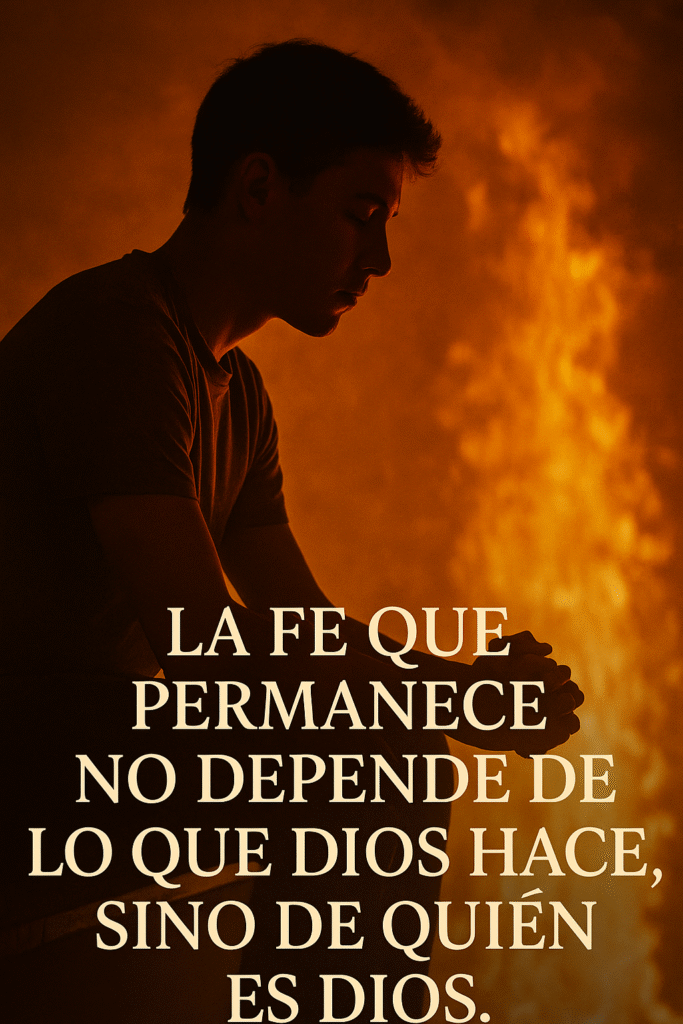 Joven frente a una prueba, recordando que Dios está con él, simbolizando la fe que permanece.