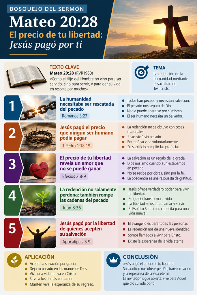 El precio de tu libertad, sermón de Mateo 20:28 sobre la redención por Jesucristo